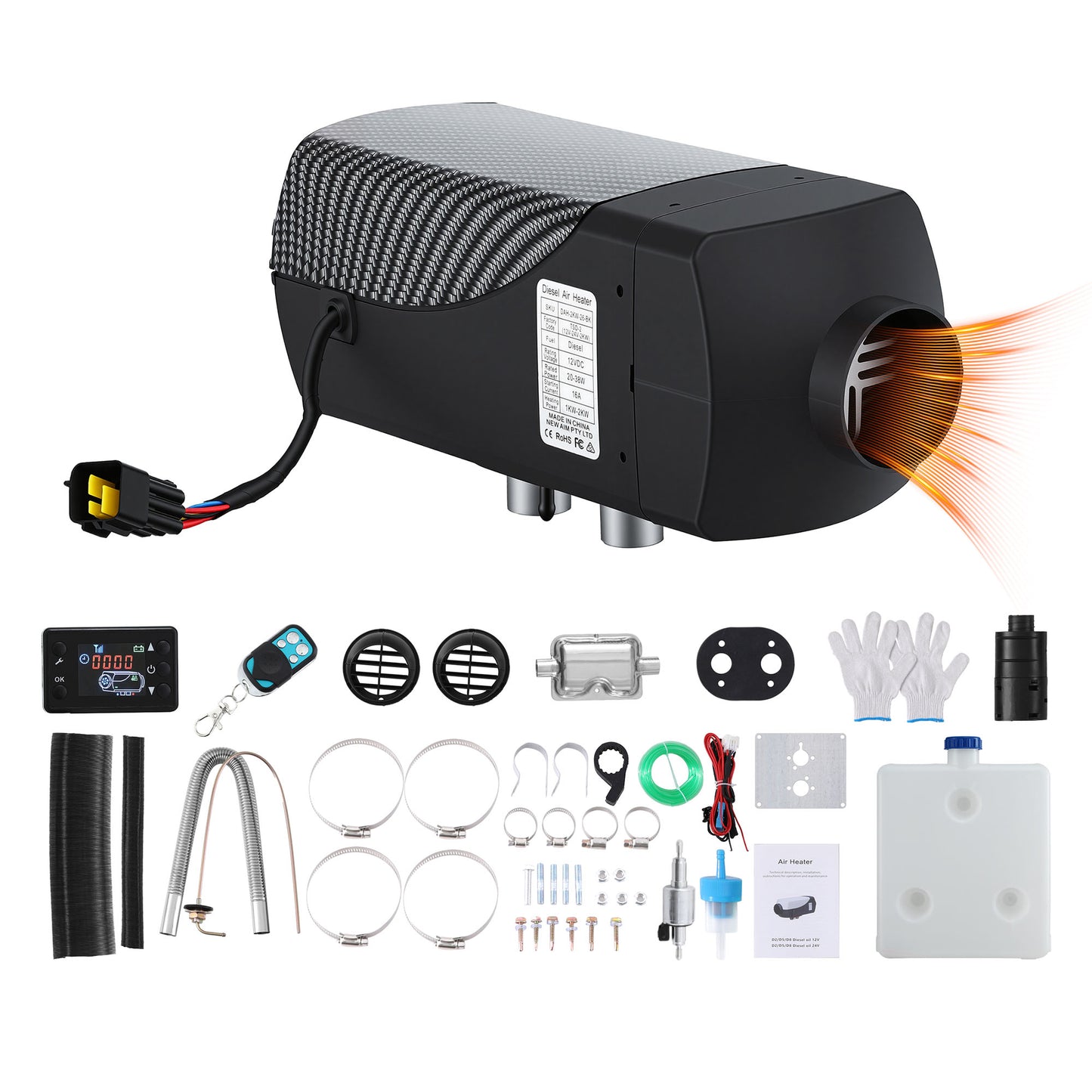 2KW 12V 24V Diesel Air Heater LCD Remote Control | HomeAndLiving
