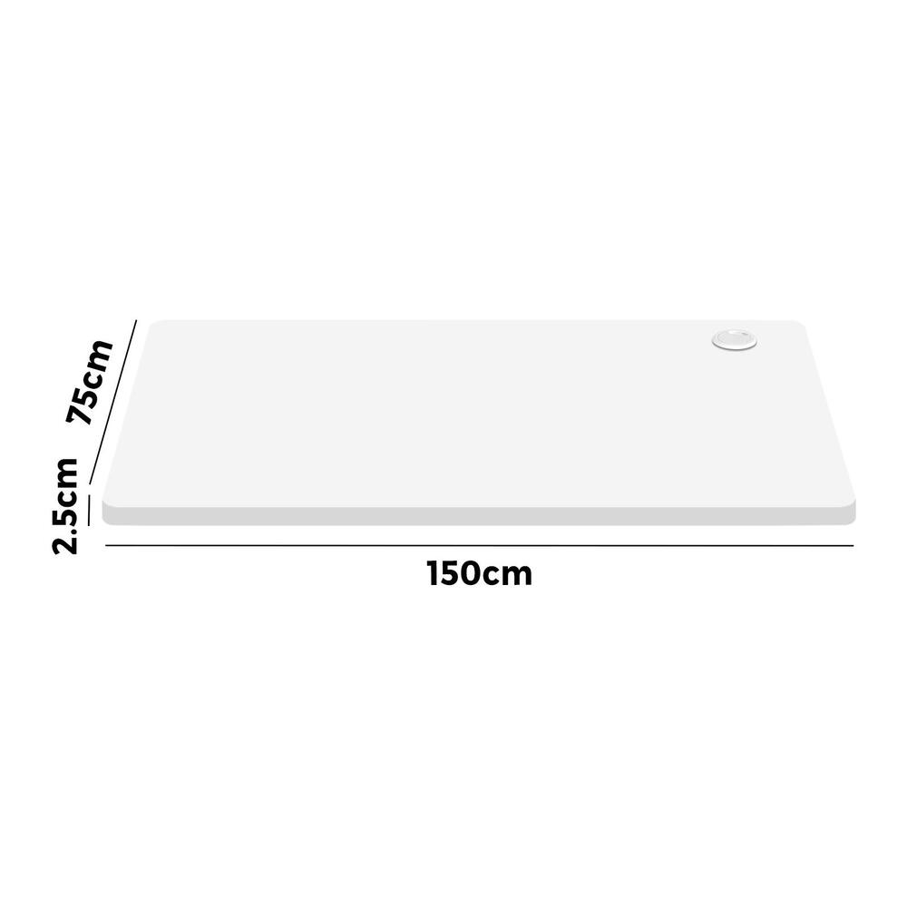 Standing Desk Top with Drilled Hole White 150x75cm
