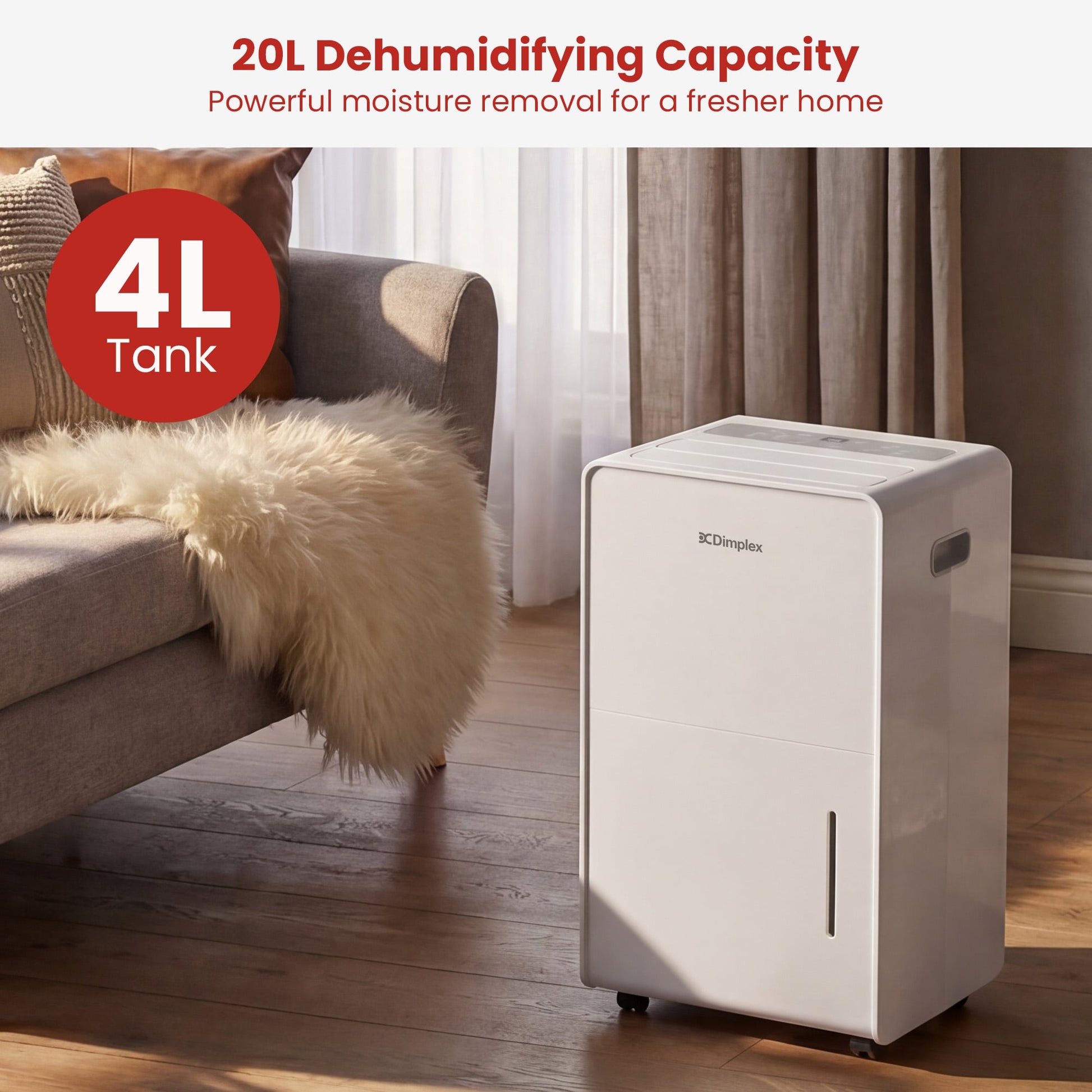 20L Portable Dehumidifier 4L Tank Timer | HomeAndLiving - 9