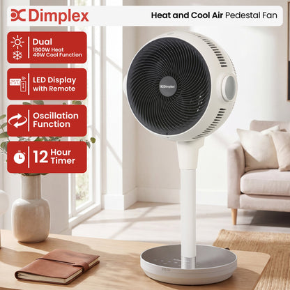 Heat Cool Pedestal Fan LED Display Timer | HomeAndLiving