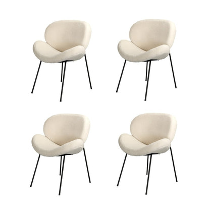 4Pcs/6Pcs Armchair Dining Chair Sherpa White
