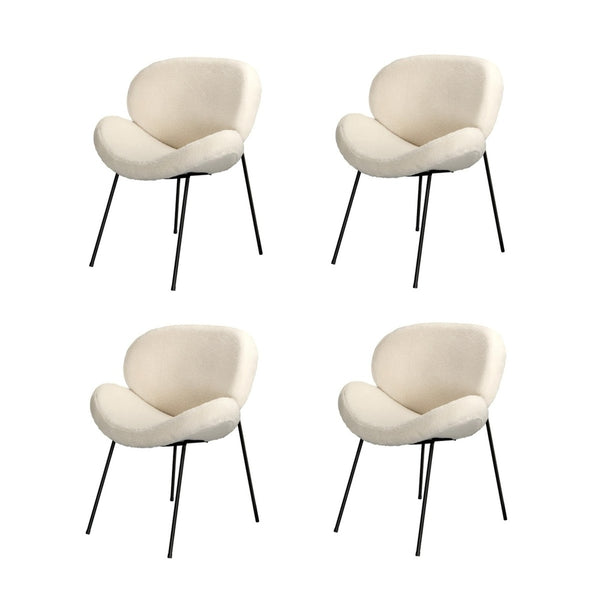  4Pcs/6Pcs Armchair Dining Chair Sherpa White