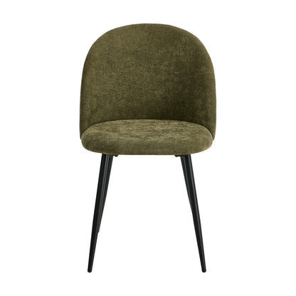 2x Dining Chairs Accent Chair Armchair Kitchen Linen Green