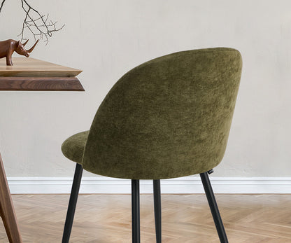 2x Dining Chairs Accent Chair Armchair Kitchen Linen Green