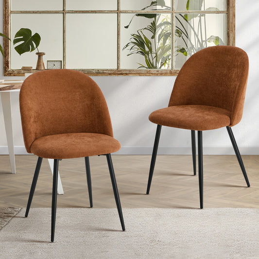 2x Dining Chairs Accent Chair Armchair Kitchen Linen Orange