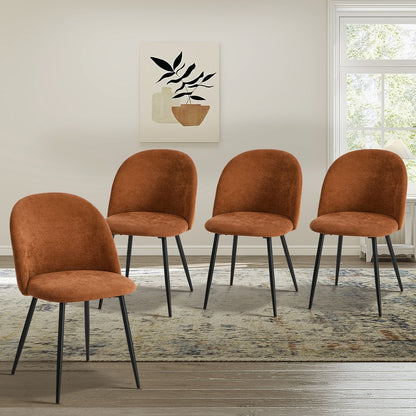 4x Dining Chairs Accent Armchair Upholstered Linen Orange