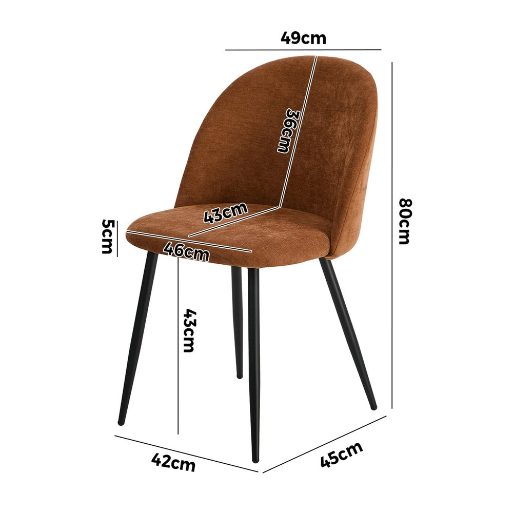 4x Dining Chairs Accent Armchair Upholstered Linen Orange