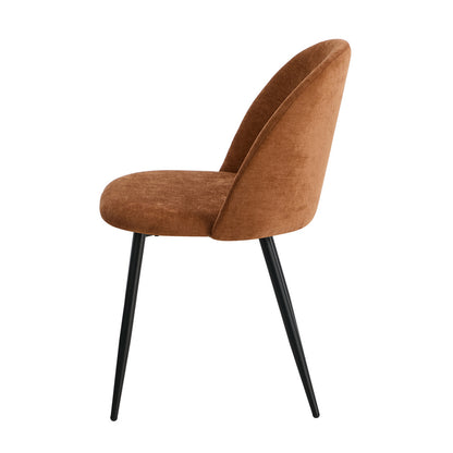 4x Dining Chairs Accent Armchair Upholstered Linen Orange