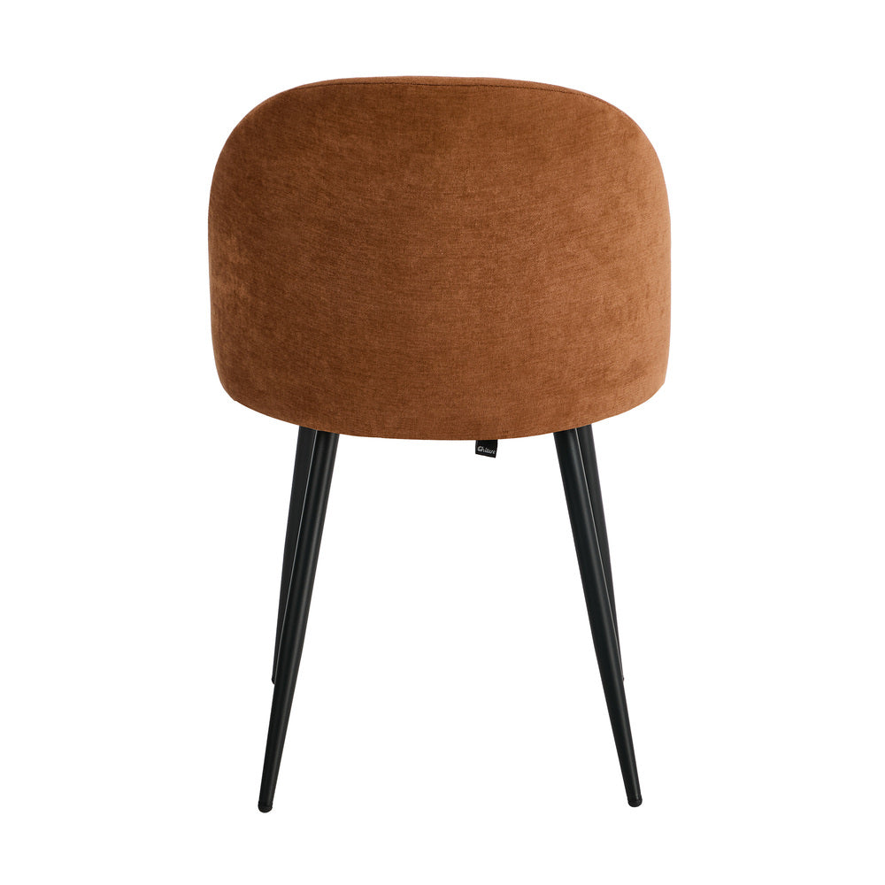 4x Dining Chairs Accent Armchair Upholstered Linen Orange