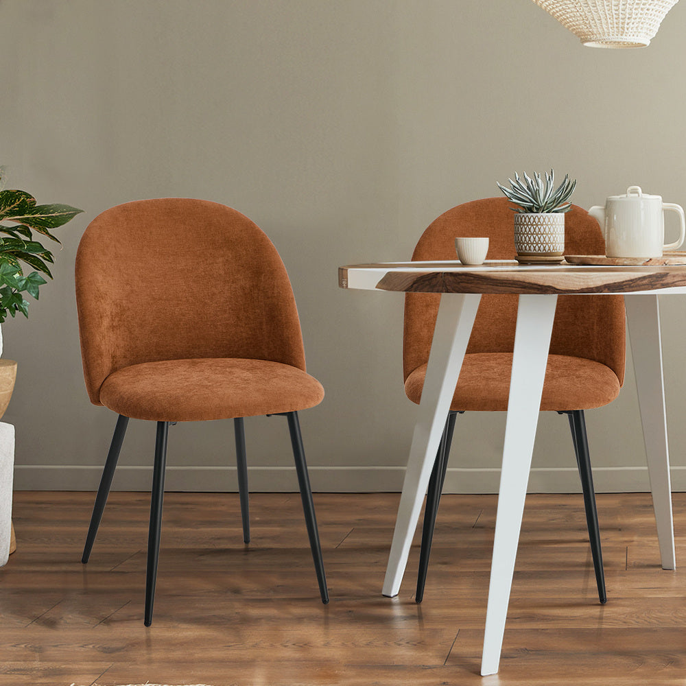 4x Dining Chairs Accent Armchair Upholstered Linen Orange