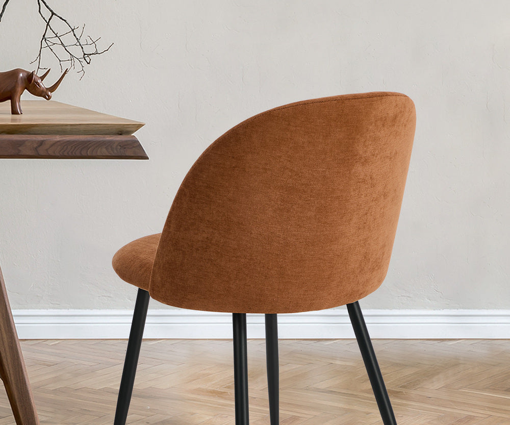 6x Dining Chairs Accent Armchair Upholstered Linen Orange