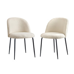 2x Dining Chairs Accent Chair Armchair Kitchen Upholstered Sherpa White