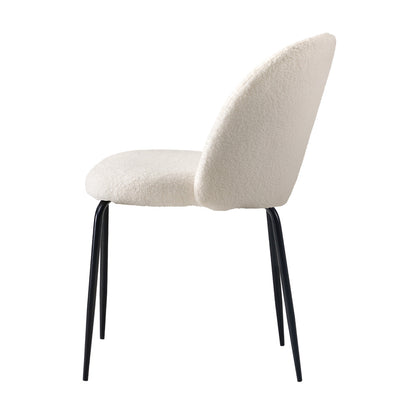 2x Dining Chairs Accent Chair Armchair Kitchen Upholstered Sherpa White