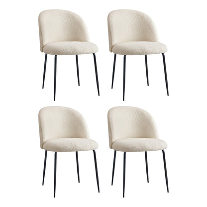 4x Dining Chairs Kitchen Upholstered Sherpa White