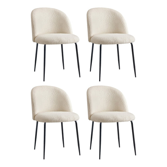 4x Dining Chairs Kitchen Upholstered Sherpa White