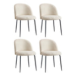 4x Dining Chairs Kitchen Upholstered Sherpa White