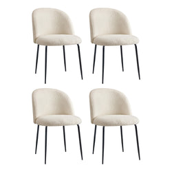 4x Dining Chairs Kitchen Upholstered Sherpa White