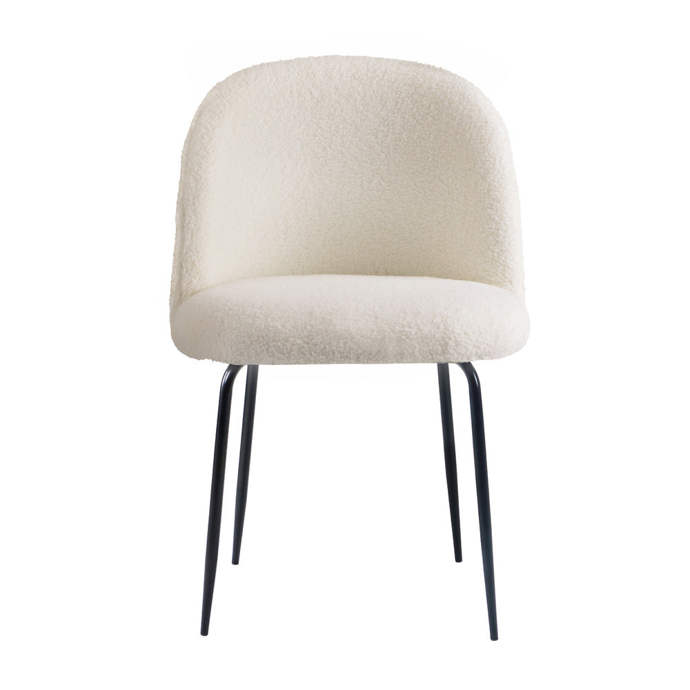 4x Dining Chairs Kitchen Upholstered Sherpa White