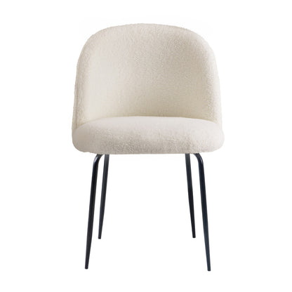 4x Dining Chairs Kitchen Upholstered Sherpa White