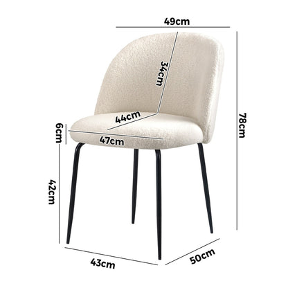 4x Dining Chairs Kitchen Upholstered Sherpa White