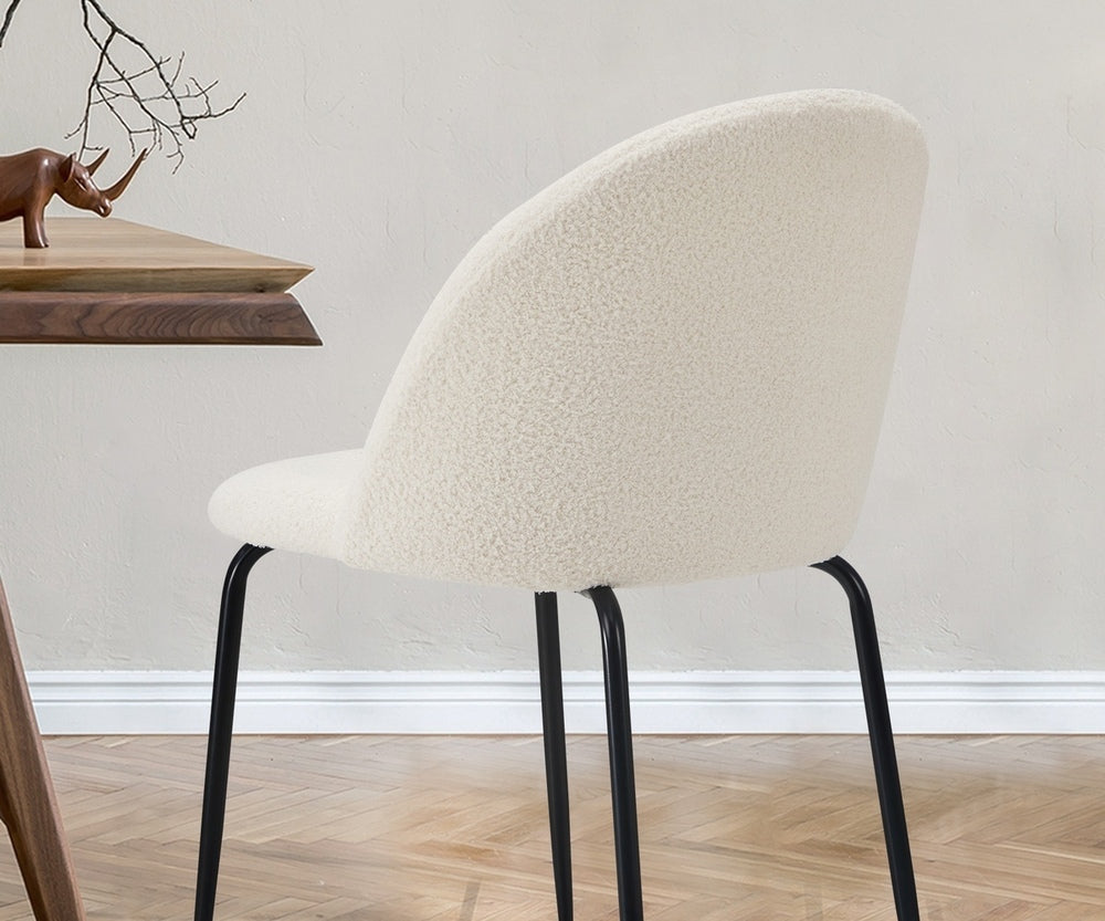 4x Dining Chairs Kitchen Upholstered Sherpa White