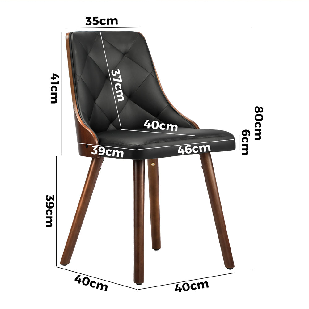 Dining Chairs Wooden Chair Kitchen Cafe Faux Leather Padded Seat x2