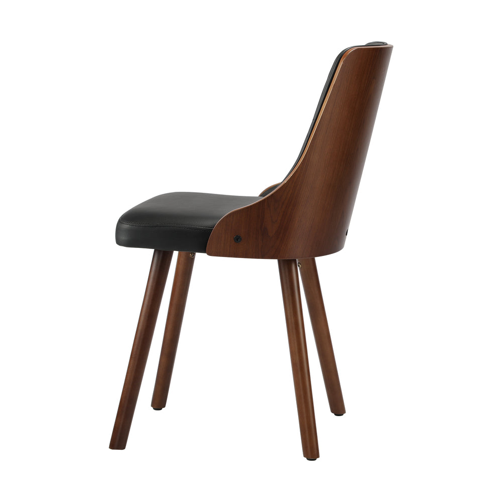 4x2PC &2x2PC Wooden Dining Chairs Black Leather Padded Seat for Kitchen or Dinin