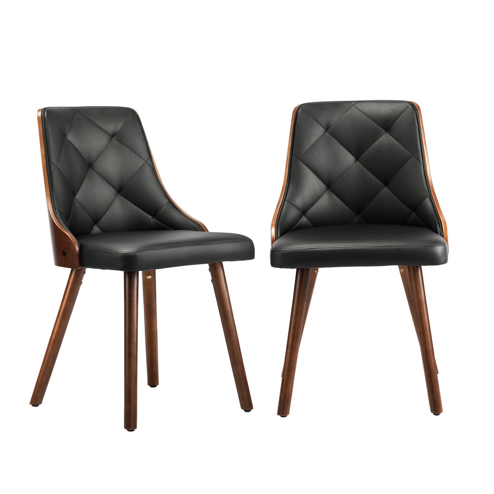 6x Wooden Dining Chairs  Leather Padded Black