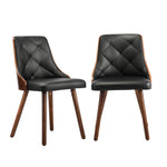 6x Wooden Dining Chairs  Leather Padded Black