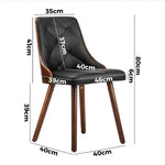 6x Wooden Dining Chairs  Leather Padded Black