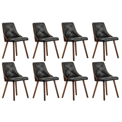 8x Wooden Dining Chairs Leather Padded Black