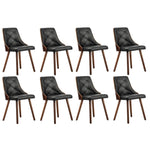 4x Wooden Dining Chairs Black Leather Padded Seat for Kitchen or Dinin