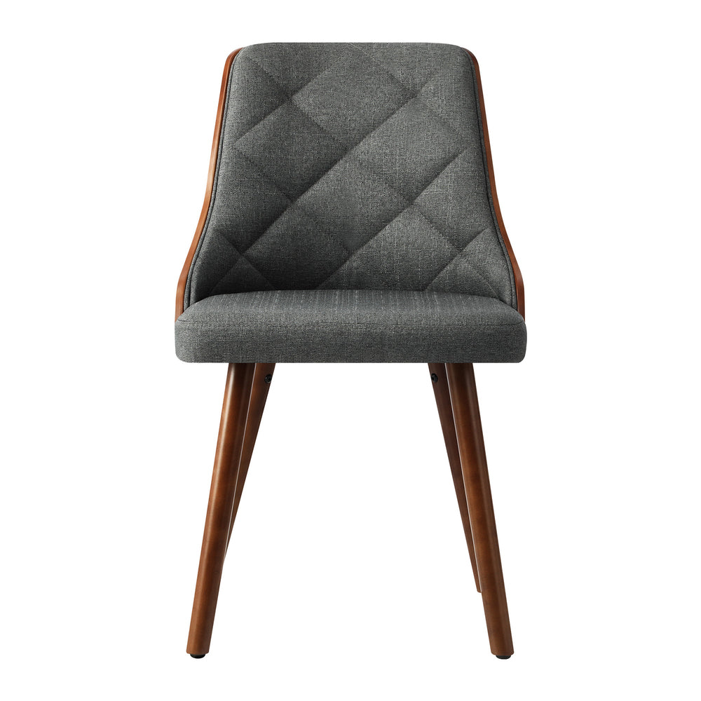 Set of 4 Wooden Dining Chairs Linen Fabric Padded Seats Kitchen or Dining