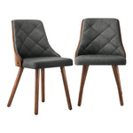 Set of 6 Wooden Dining Chairs with Linen Fabric Padded Seats for Kitchen
