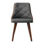 Set of 6 Wooden Dining Chairs with Linen Fabric Padded Seats for Kitchen