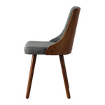 Set of 6 Wooden Dining Chairs with Linen Fabric Padded Seats for Kitchen