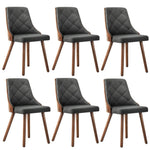 Set of 6 Wooden Dining Chairs with Linen Fabric Padded Seats for Kitchen