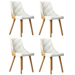 Set of 6 Wooden Dining Chairs with Linen Fabric Padded Seats for Kitchen