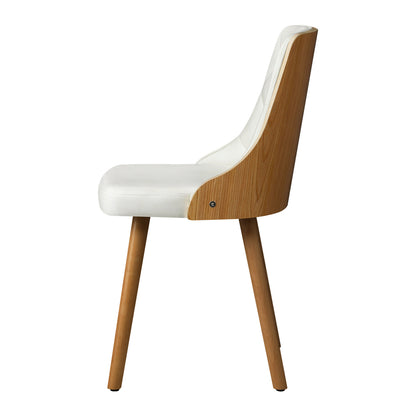 Set of 6 Wooden Dining Chairs with Linen Fabric Padded Seats for Kitchen Grey & White