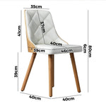 6x Wooden Dining Chairs with White Leather Padded Seats for Dining Room