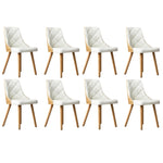 8x Wooden Dining Chairs Leather/Linen Fabric Padded