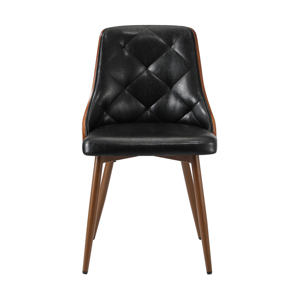 Set of 2 Retro PU Leather Dining Chairs Black for Kitchen or Dining Room