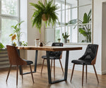 Set of 2 Retro PU Leather Dining Chairs Black for Kitchen or Dining Room