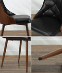 Set of 2 Retro PU Leather Dining Chairs Black for Kitchen or Dining Room
