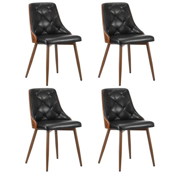  Dining Chairs Cafe Seat Retro PU Leather Black/White