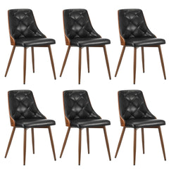 6x Dining Chairs Vintage Retro Dark Grey & Black Polyester Padded Kitchen Chairs