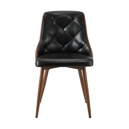 6x Dining Chairs Vintage Retro Dark Grey & Black Polyester Padded Kitchen Chairs
