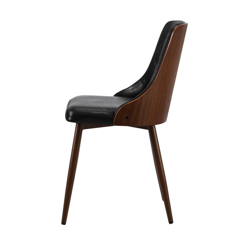 6x Dining Chairs Vintage Retro Dark Grey & Black Polyester Padded Kitchen Chairs