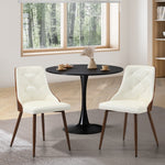 Set of 2 Dining Chairs PU Leather White for Kitchen or Dining Room