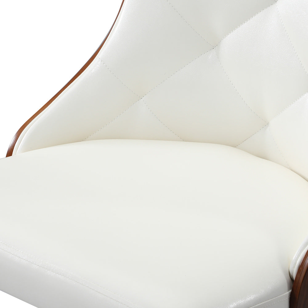 Set of 2 Dining Chairs PU Leather White for Kitchen or Dining Room
